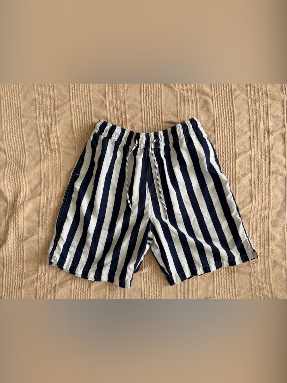 Snapper Rock Navy & White Striped Boys Swim Shorts